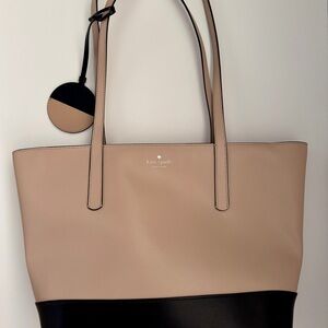 Kate Spade Cream and Black Tote with Minimalist Design